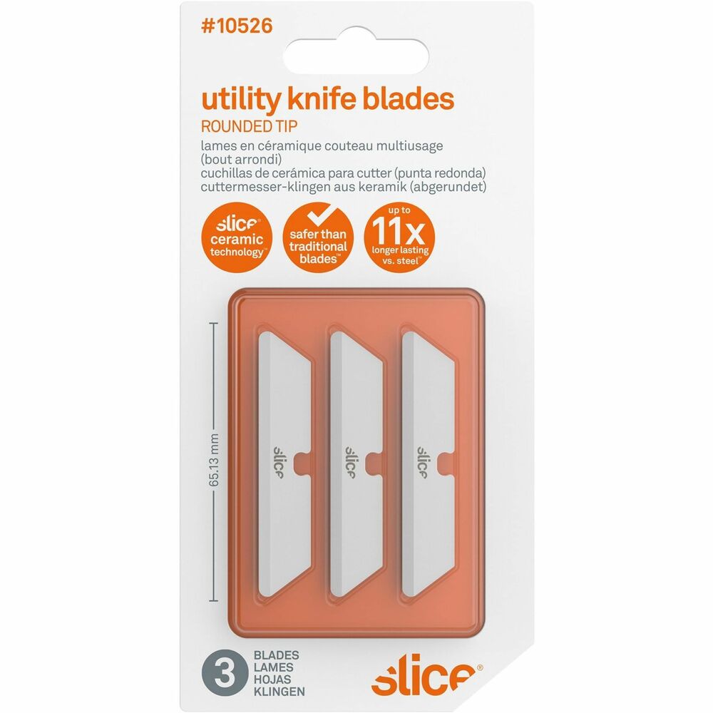 Image of Slice, Inc Ceramic Blade, Rounded Tip, 1/2"x2-3/5"x1/10", 3/PK, White
