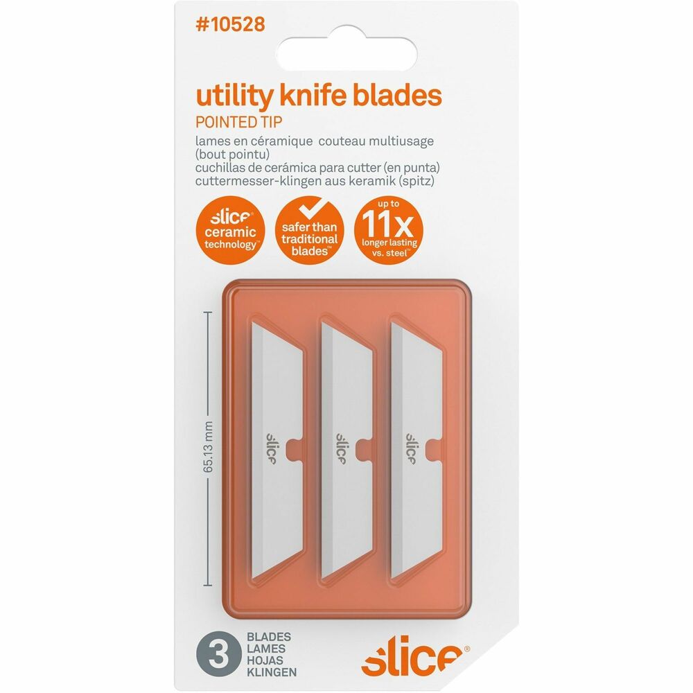 Image of Slice, Inc Ceramic Blade, Pointed Tip, 1/20"x2-3/5"x1/2", 3/PK, White