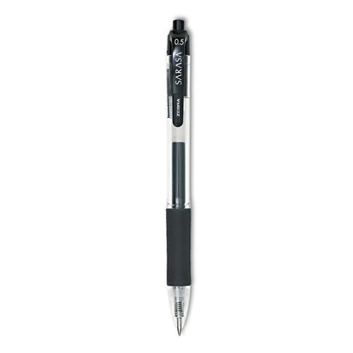 Image of Zebra® Sarasa Dry Gel X20 Gel Pen, Retractable, Fine 0.5 mm, Black Ink, Clear/Black Barrel, 12/Pack