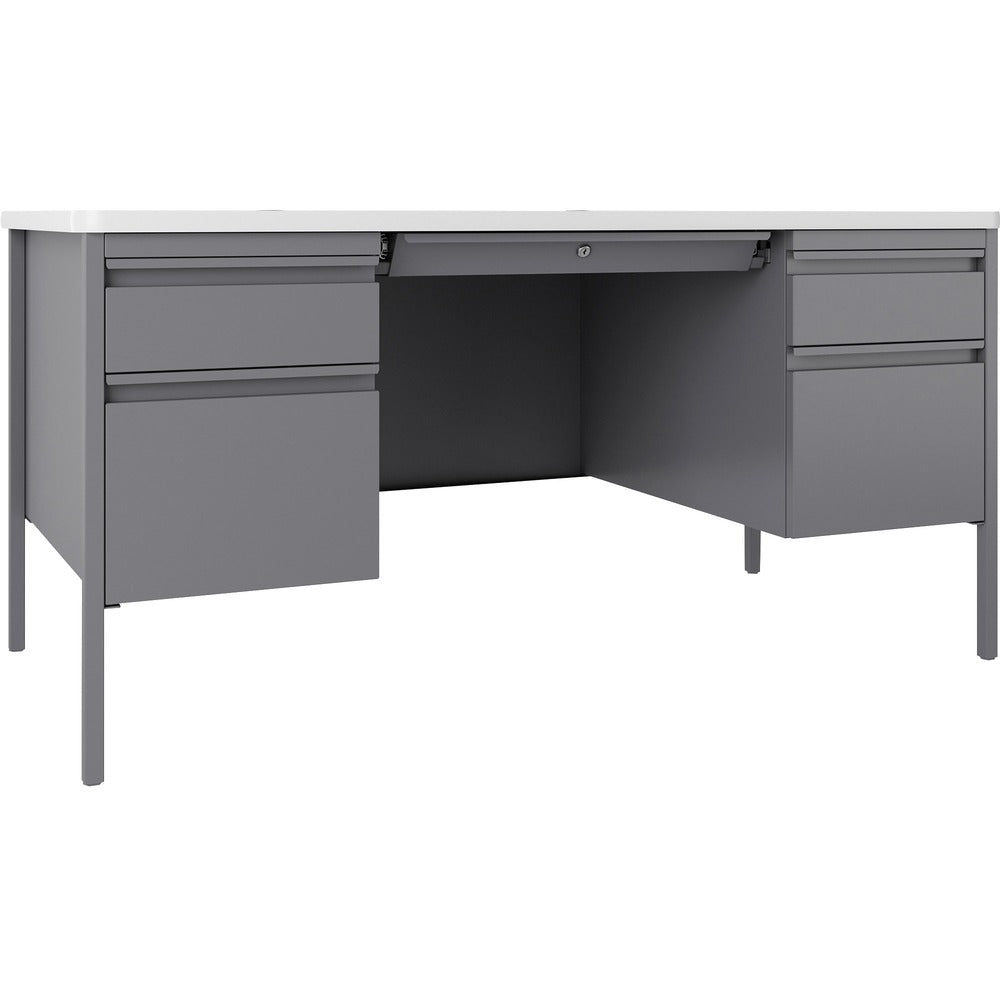 Image of Lorell Desk, Double-Pedestal, 60"x30"x29-1/2", White/Platinum