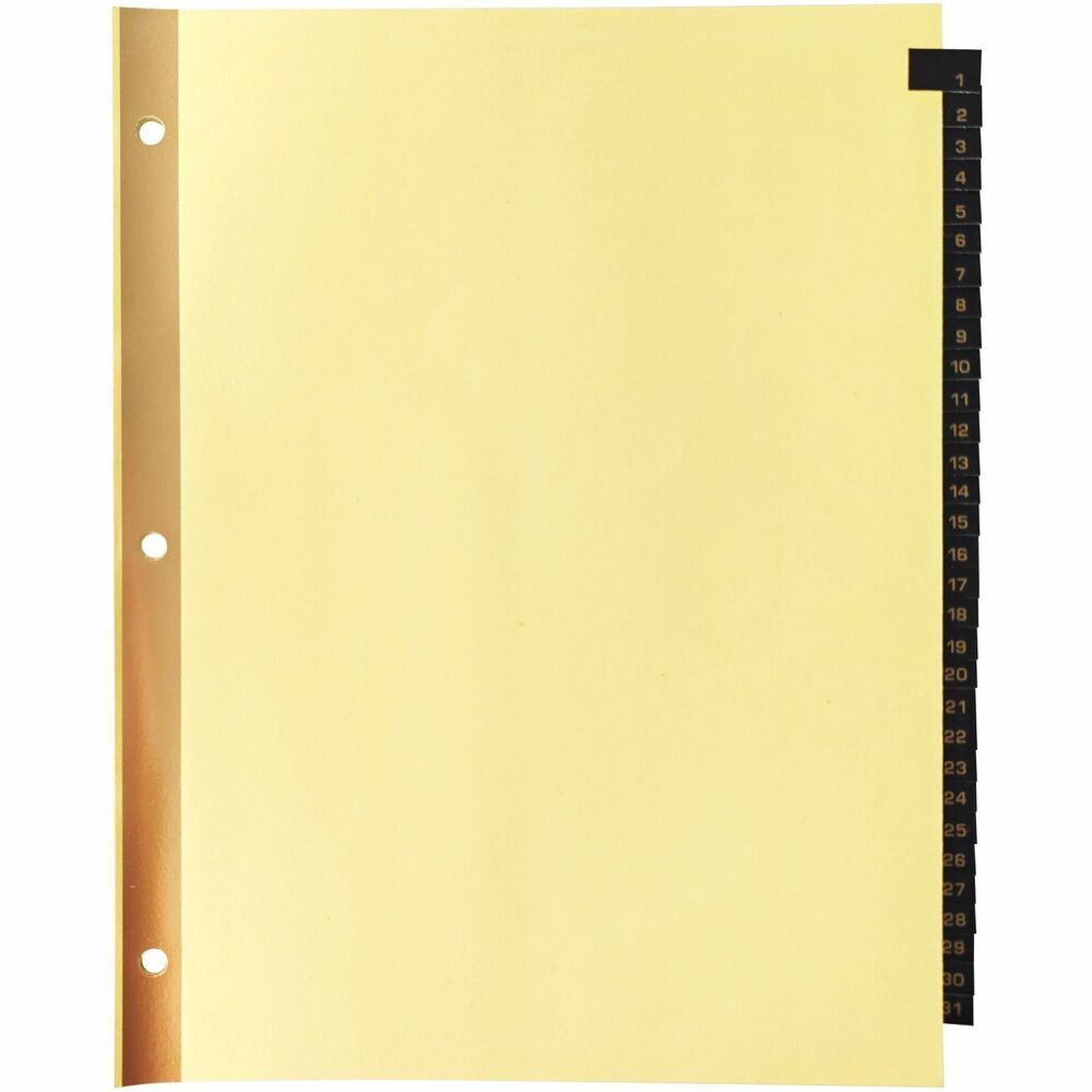 Image of Business Source Tab Indexes,Printed 1-31,Black Lthr,8-1/2"x11",31/ST,Buff