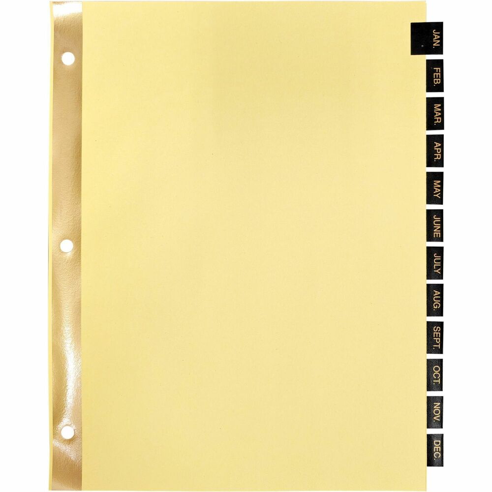 Image of Business Source Tab Indexes,Monthly,8-1/2"x11",Black Leather,12/ST,Buff