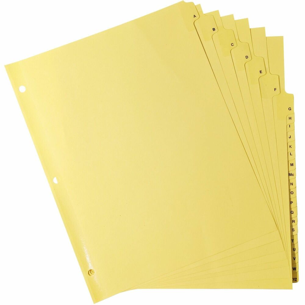 Image of Business Source Indexes, Plastic Tabs, A-Z, 3HP, 8-1/2"x11", 25/ST, Buff