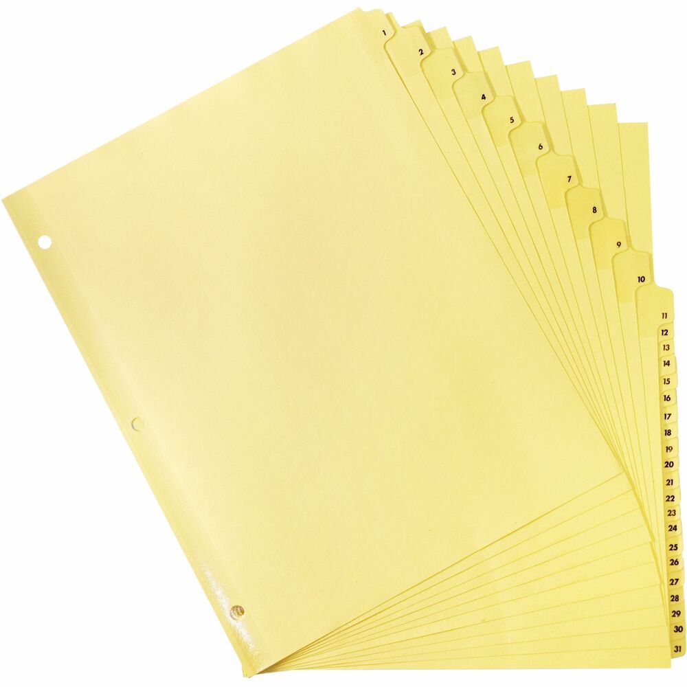 Image of Business Source Indexes,Plastic Tabs,Printed 1-31,3HP,8-1/2"x11",31/ST,Buff