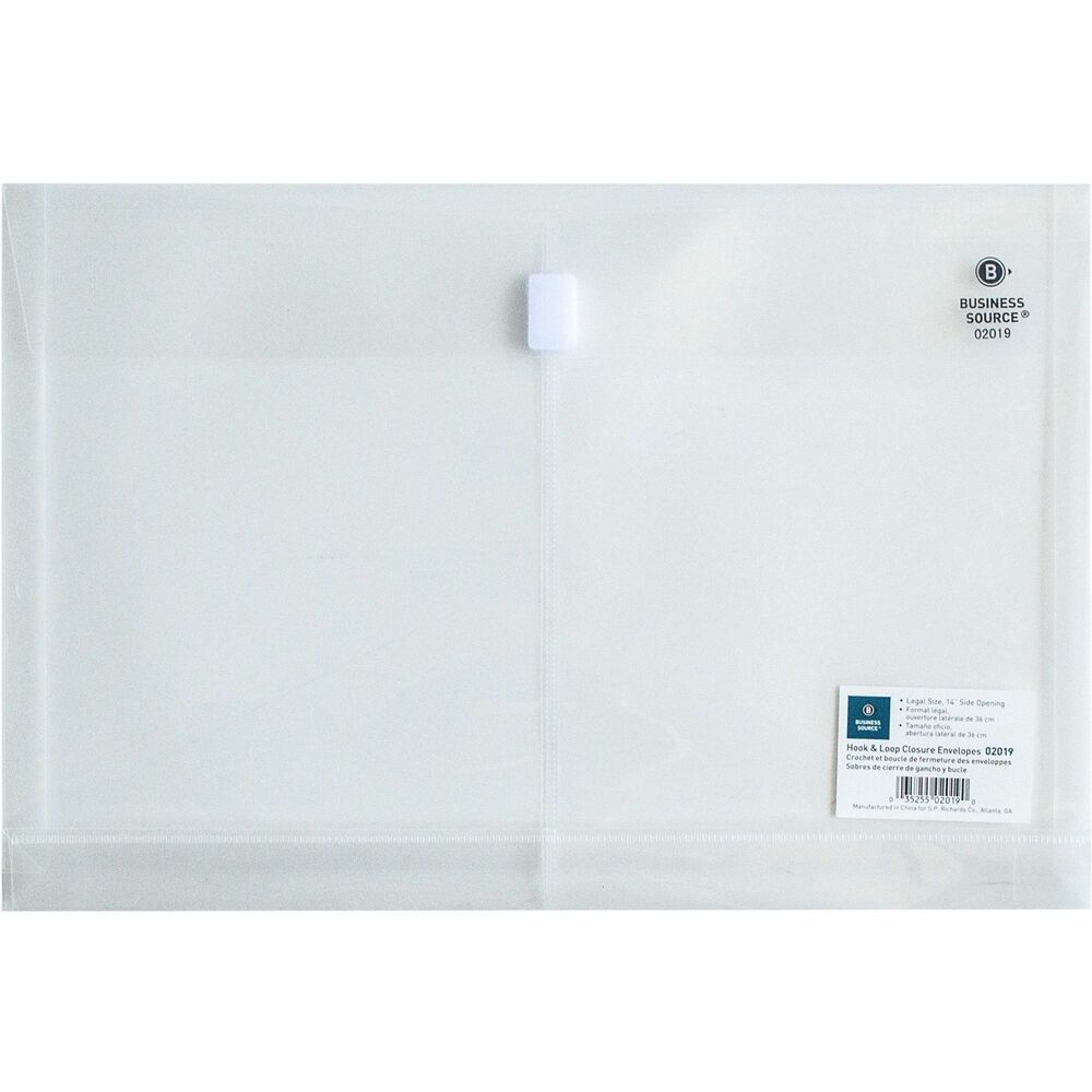 Image of Business Source Poly Envelopes, Side Open, Legal, Clear