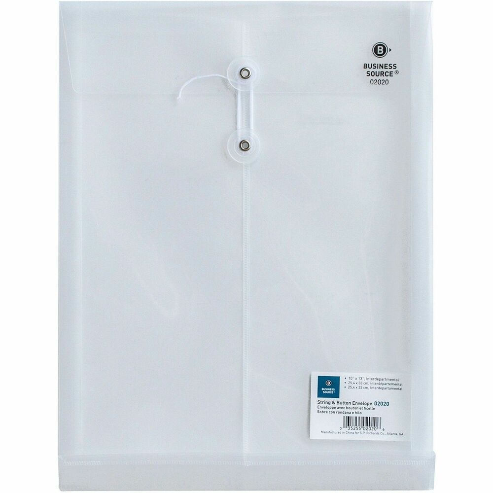 Image of Business Source Inter-Departmental Poly Envelope,Top Opening,10"x13",Clear