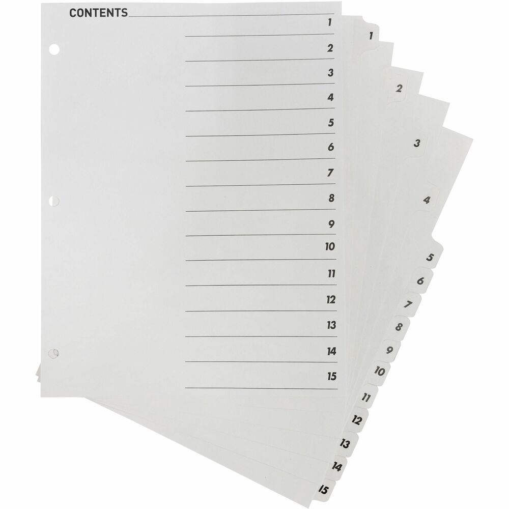 Image of Business Source Index Dividers,w/TOC Page,1-15, 15 Tabs/ST,11"x8-1/2",White