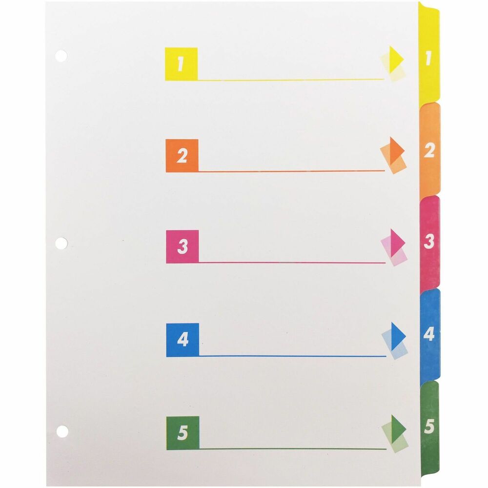 Image of Business Source Index Dividers w/TOC, 1-5, 5 Tab, 24ST/BX,Multi