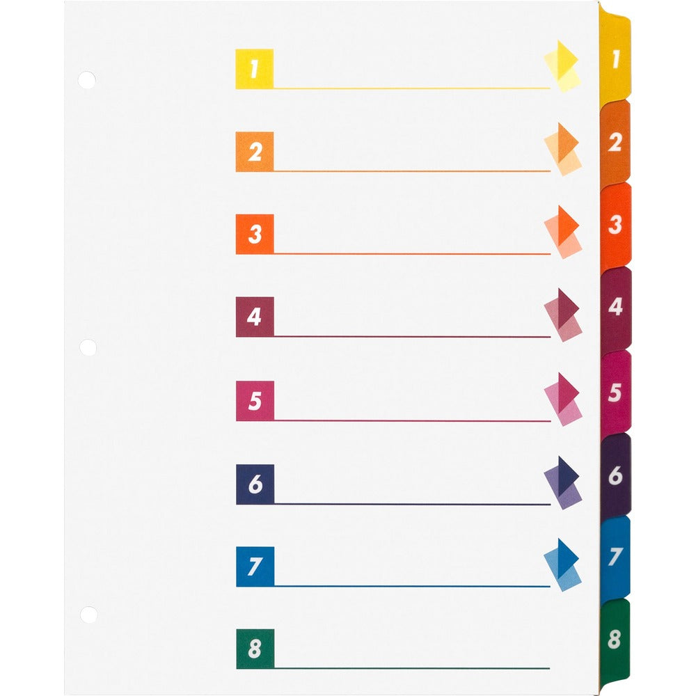 Image of Business Source Index Dividers w/TOC, 1-8, 8 Tab, 24ST/BX, Multi