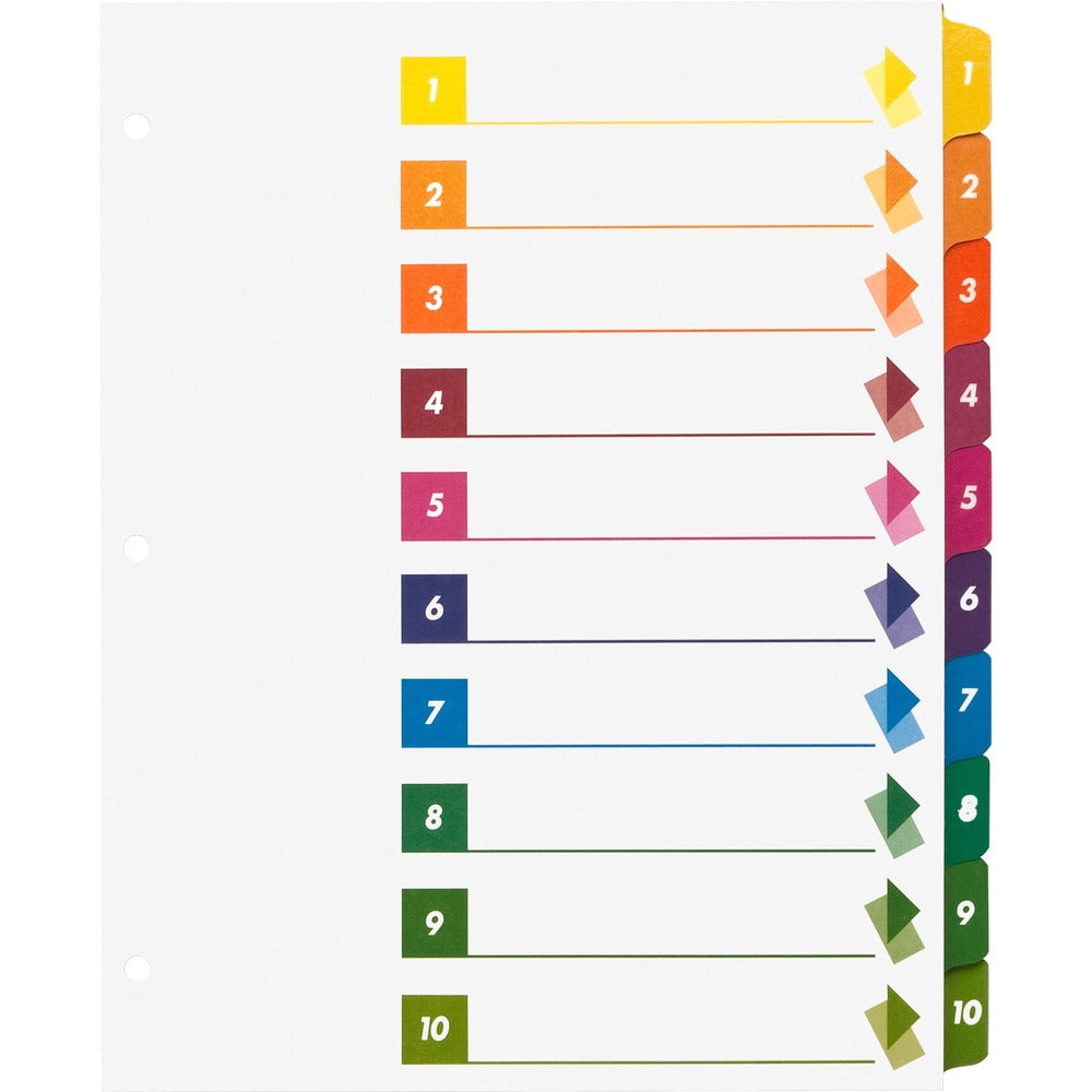 Image of Business Source Index Dividers w/TOC, 1-10,10 Tab, 24ST/BX, Multi