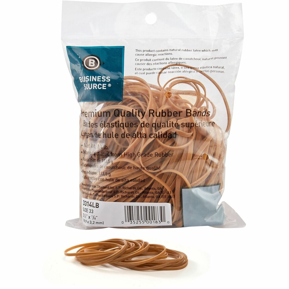 Image of Business Source Rubber Bands,1/4 lb,Size 33,3-1/2"x1/8",Approx. 212/PK,NL