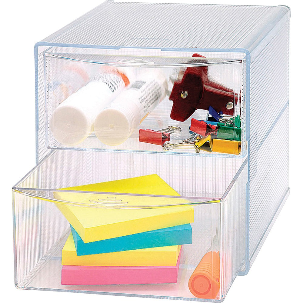 Image of Business Source Storage Organizer, 2 Drawer, 6"x6"x6", Clear