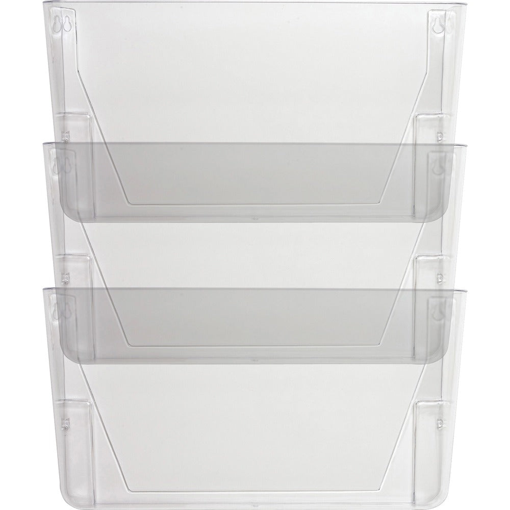 Image of Lorell Wall File Pockets, 13-1/8"x4-1/4"x14-3/4", 3/PK, Clear