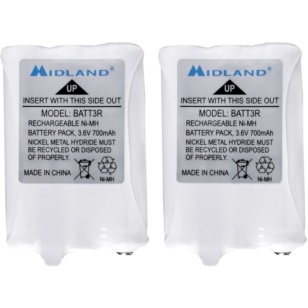 Image of Midland Radio Corp Battery Pack, Rechargeable, 3/10"Wx1-1/2"Lx1-1/2"H, 2/PR, WE