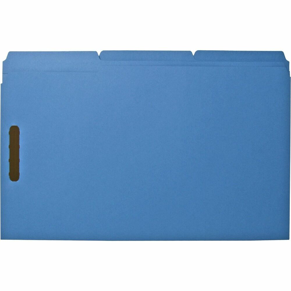 Image of Business Source Fastener Folders,w/2-Ply Tab,1/3 AST Tab,Lgl,50/BX,Blue