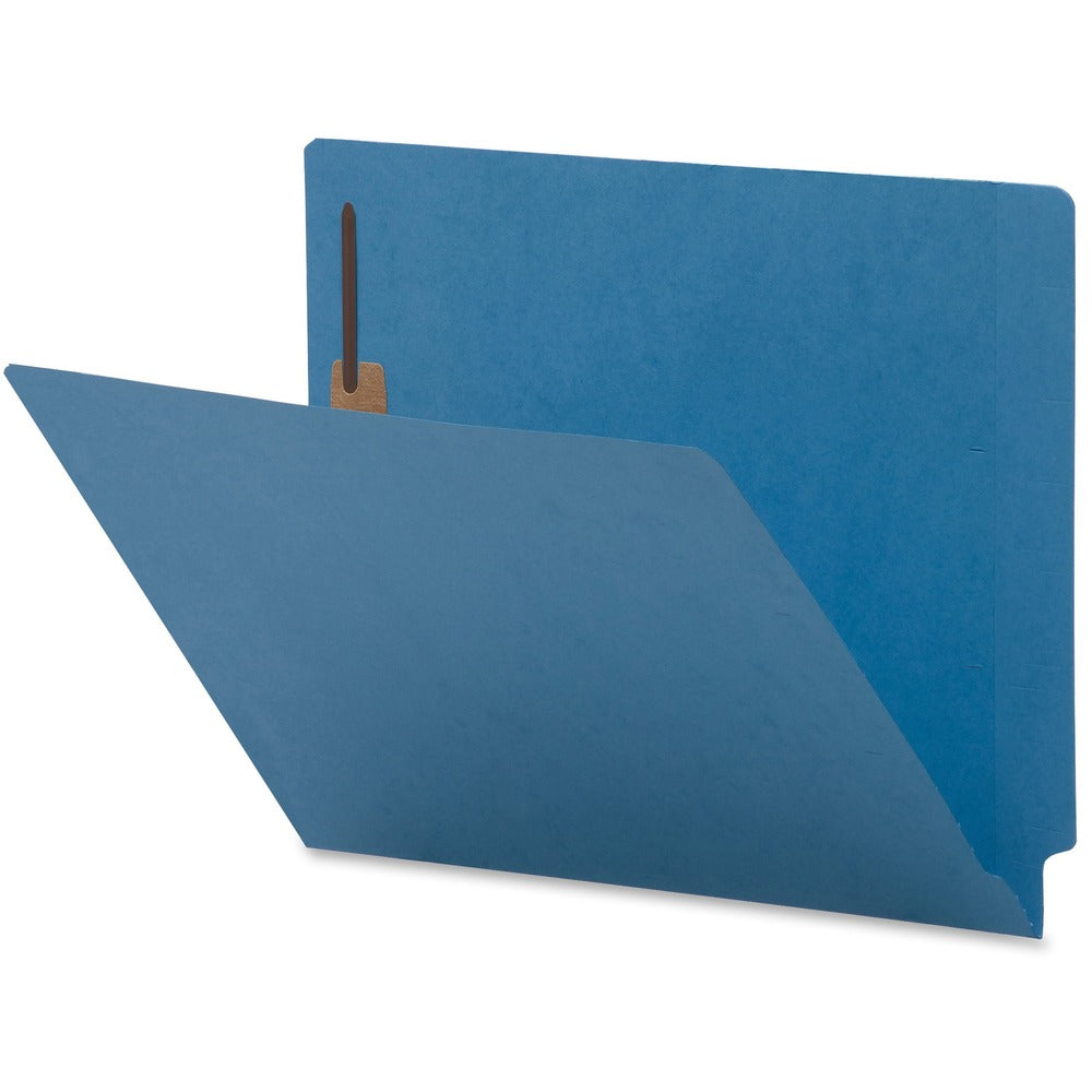 Image of Business Source Fastener Folders,2-Ply End Tab,2 Fastener,Letter,50/BX,Blue