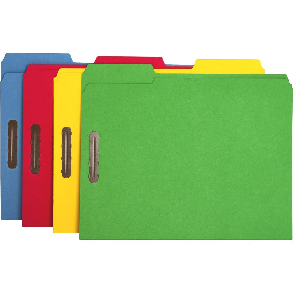 Image of Business Source Fastener Folders, 1/3-Cut Tab, Letter-size, 50/BX, Assorted
