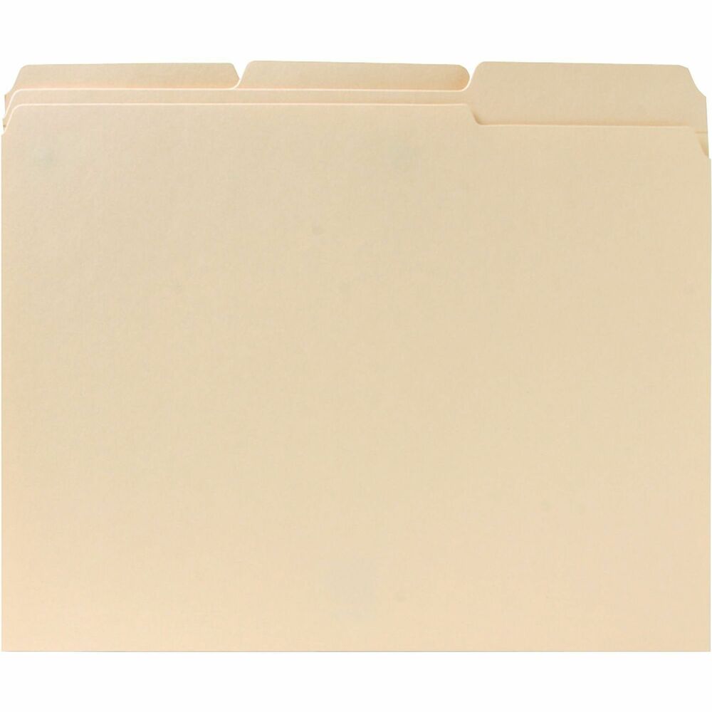 Image of Business Source File Folders, 1/3 Cut Assorted Tab, 2-Ply, Ltr, 100/BX, MLA