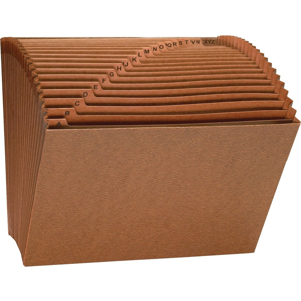 Image of Business Source Accordion File,No Flap,21 Pockets,A-Z,Letter,12"x10",Brown