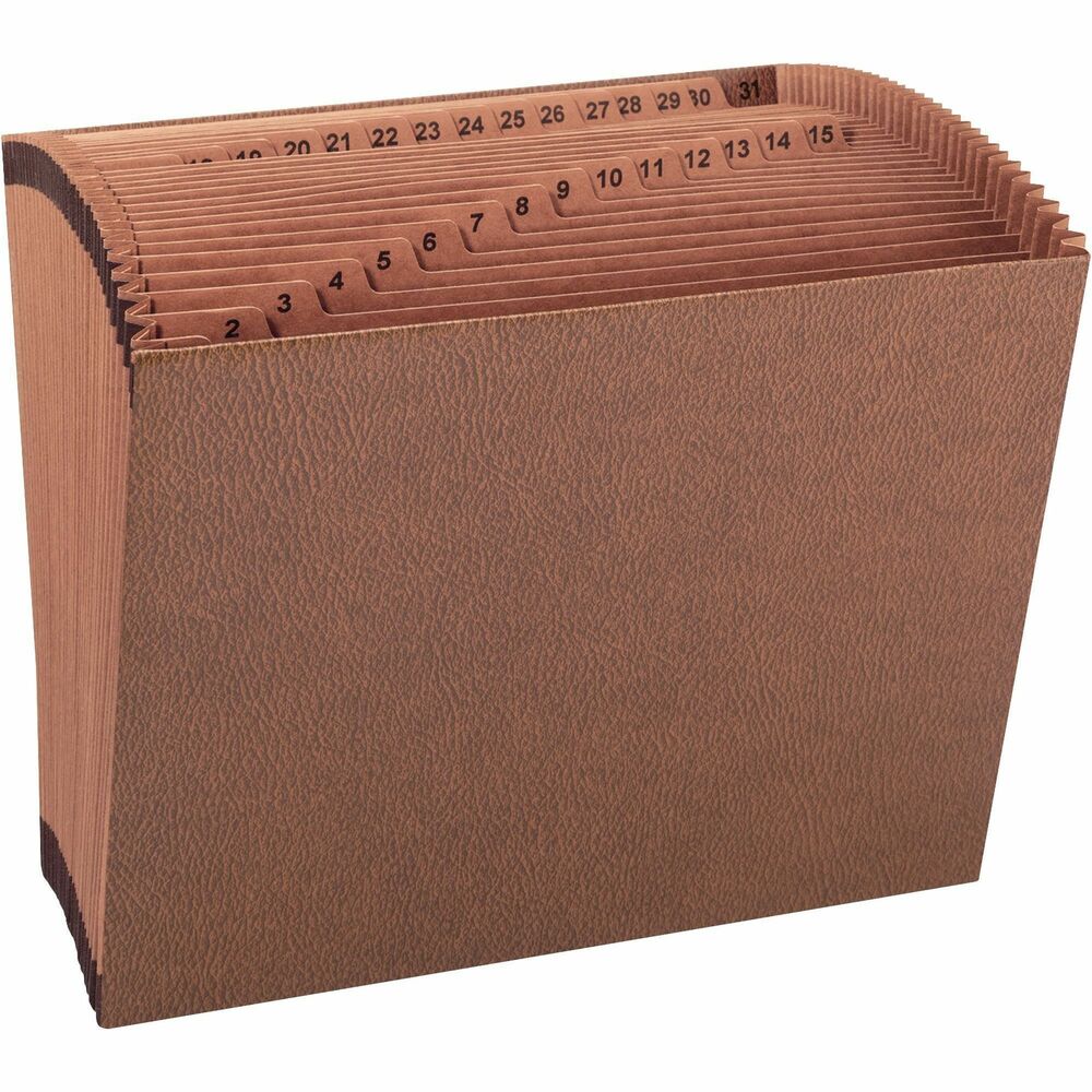 Image of Business Source Accordion File,No Flap,31 Pockets,1-31,Letter,12"x10",Brown