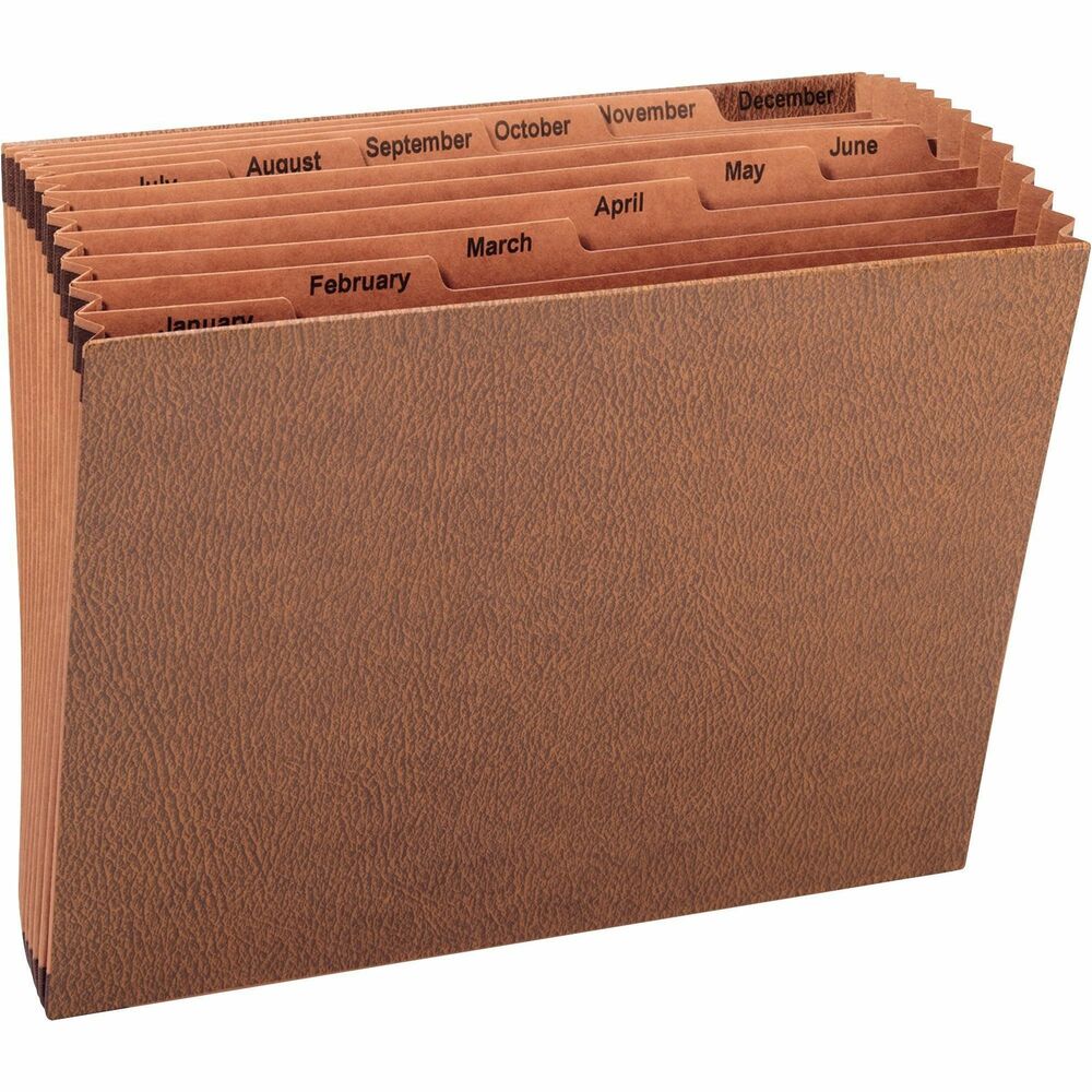 Image of Business Source Accordion File,No Flap,12 Pockets,Jan-Dec,Letter,12"x10",BN