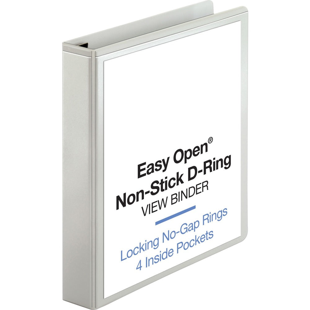 Image of Business Source View Binder, Locking D-Ring, 1-1/2" Capacity, Letter, White