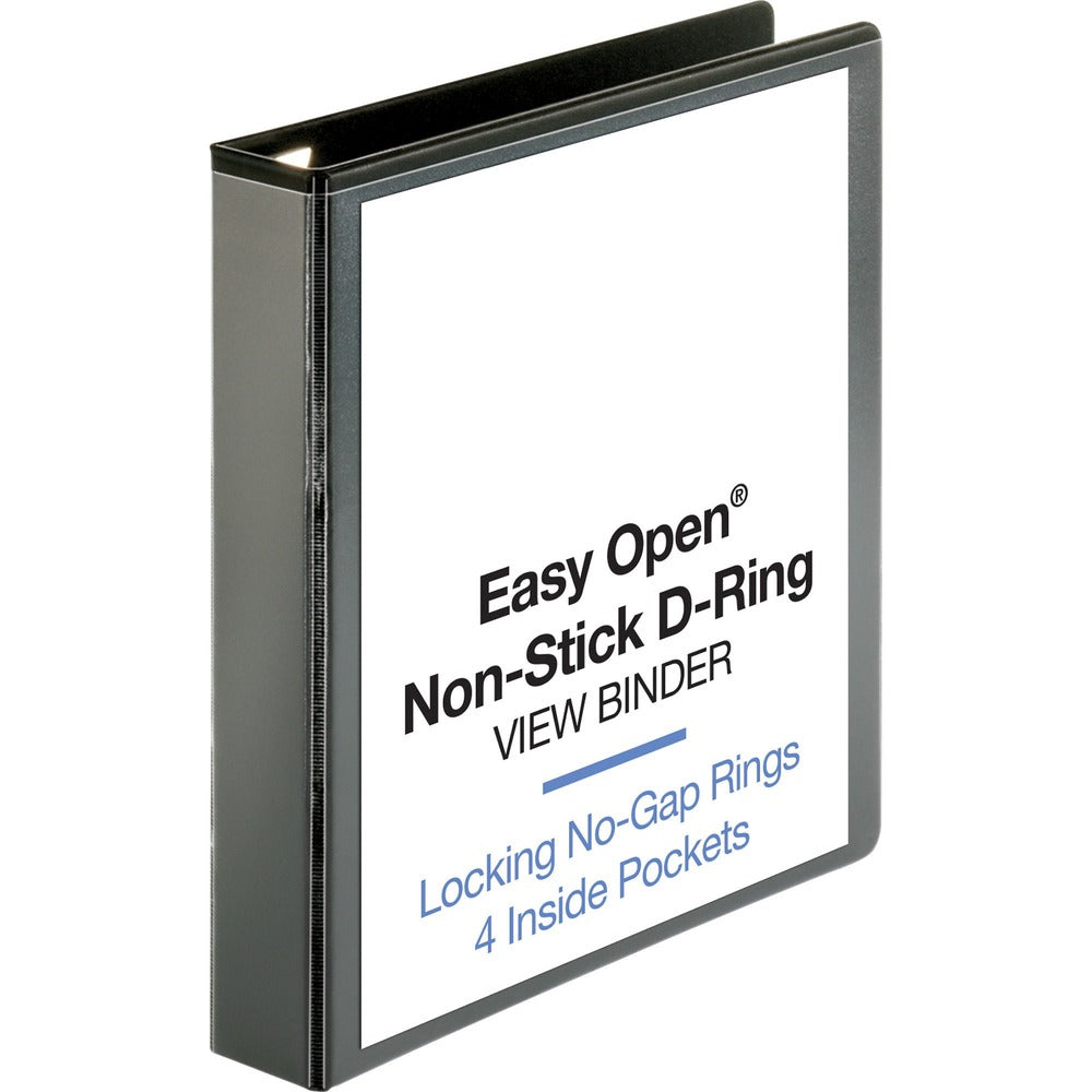Image of Business Source View Binder, Locking D-Ring, 1-1/2" Capacity, Letter, Black