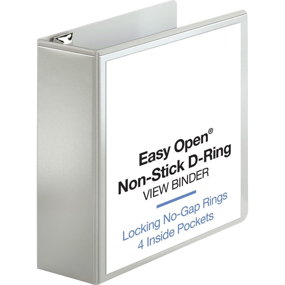 Image of Business Source View Binder, Locking D-Ring, 4" Capacity, Letter, White