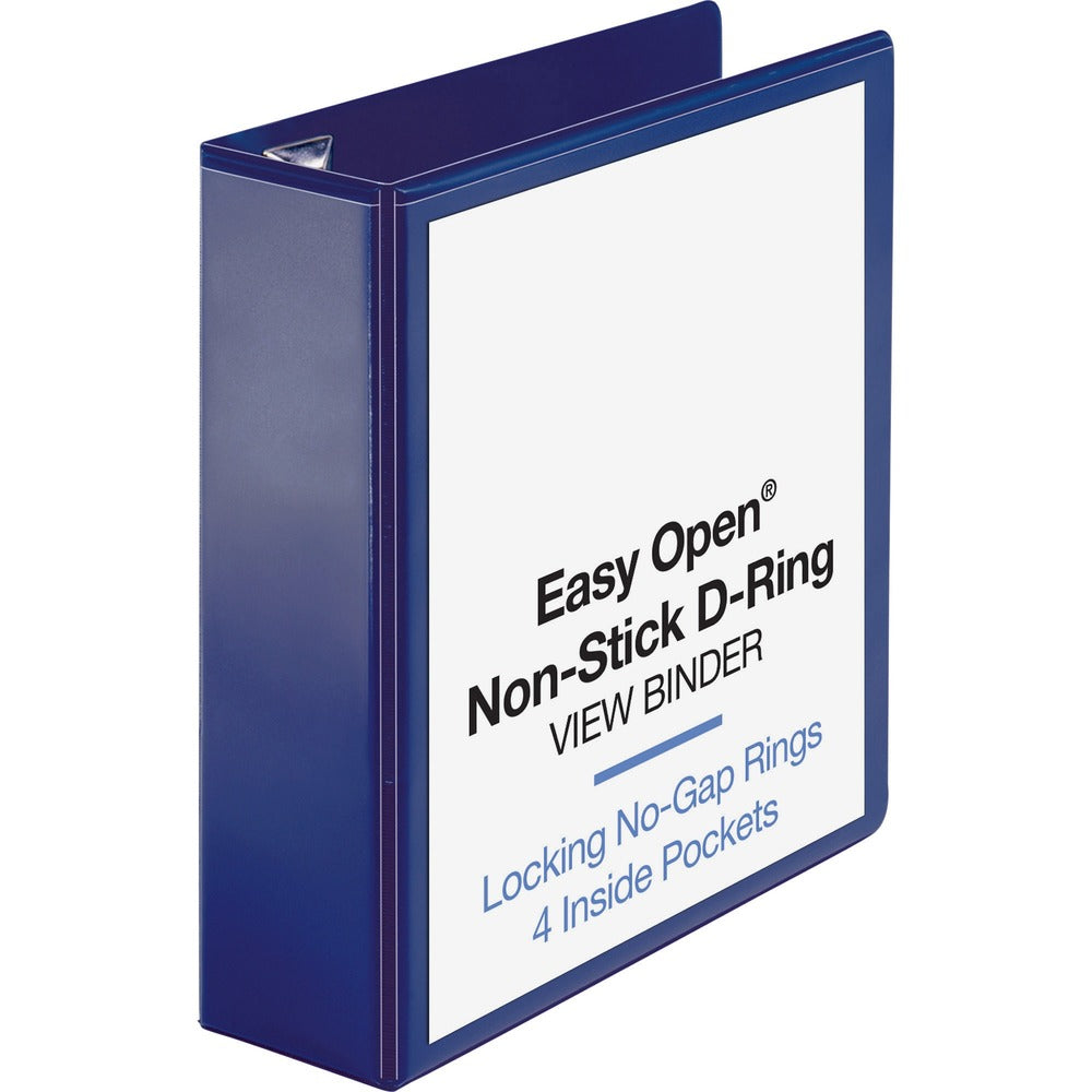 Image of Business Source View Binder, D-Ring, 3" Capacity, 11"x8-1/2", Navy