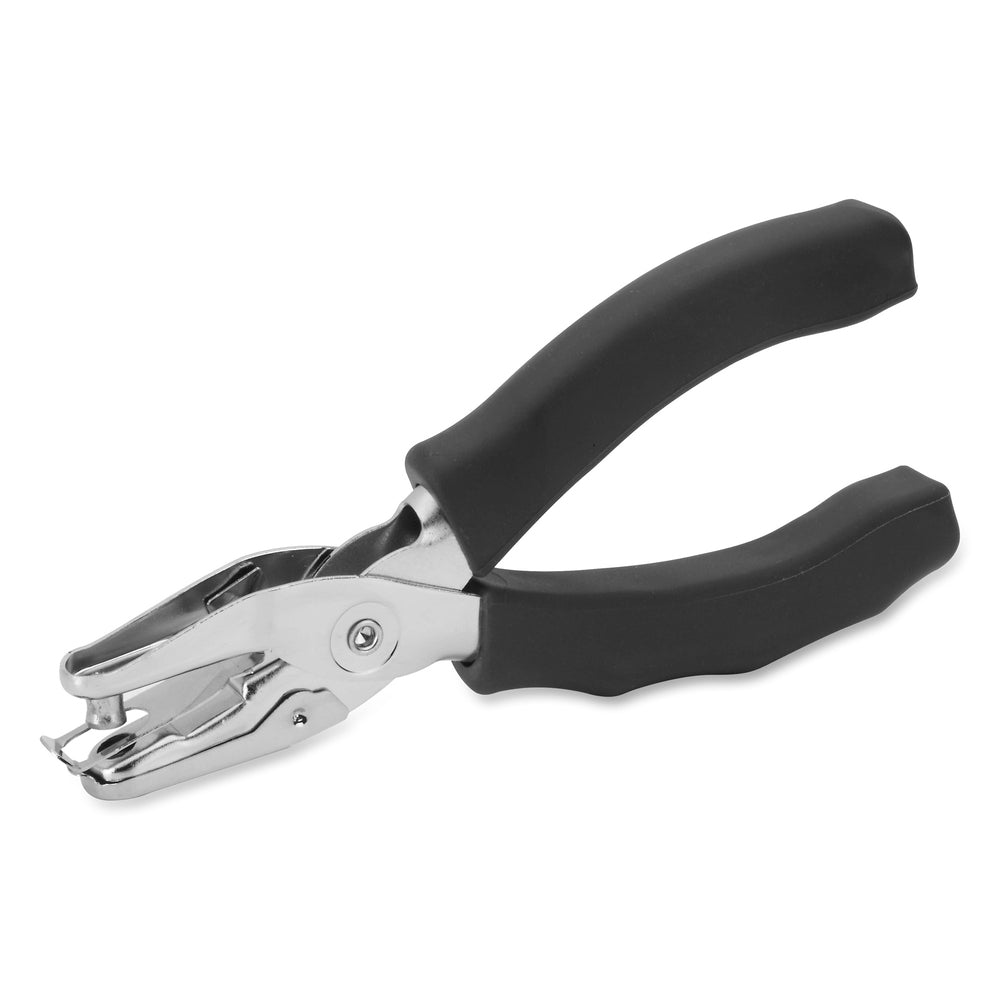 Image of Business Source Hole Punch, 1 Hole, 6-Sht Cap, 1/4" Dia, Silver/Black