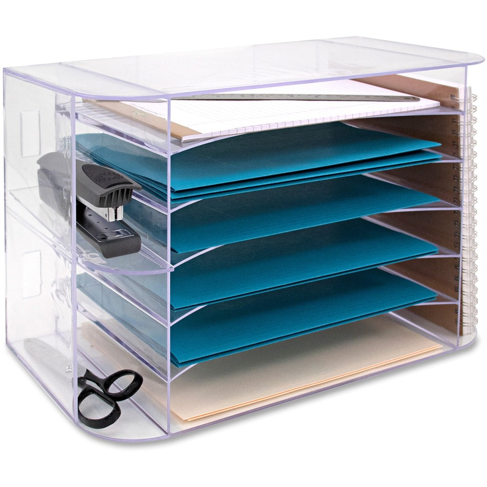 Image of Business Source Desk Sorter w/6 Letter Trays, Jumbo, 18-1/8"x10"x12-1/4", CL