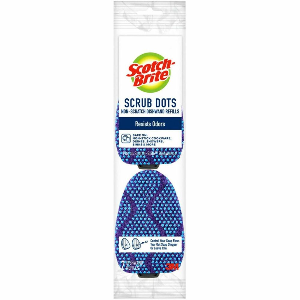 Image of 3M Refills f/Scotch-Brite Dots Dishwand, Nonscratch, 2/PK, Blue