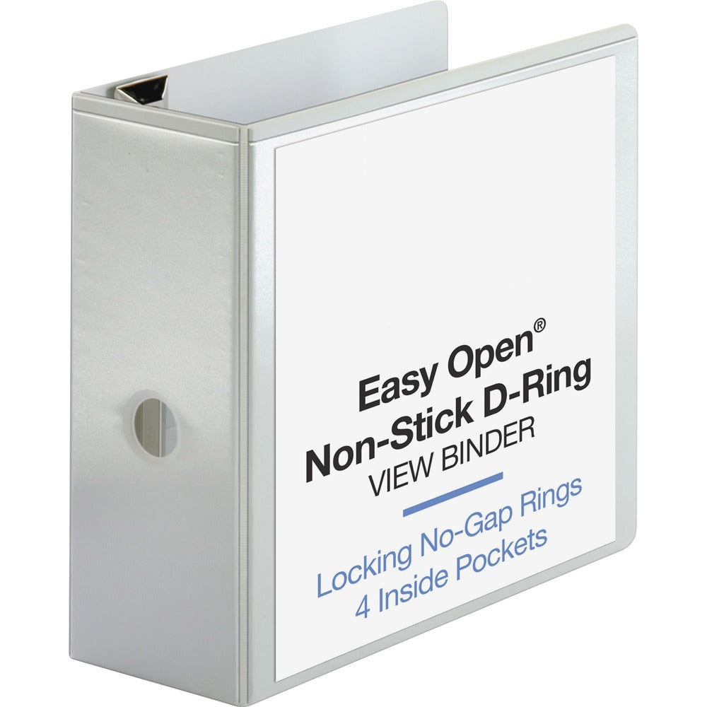 Image of Business Source View Binder, Locking D-Ring, 5" Capacity, Letter, White