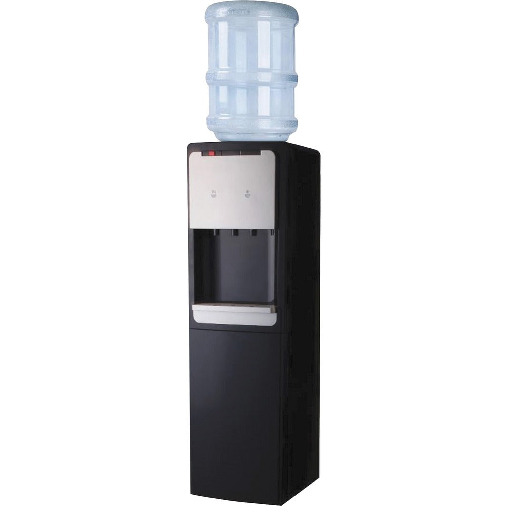 Image of Genuine Joe Water Cooler, Hot/Cold, 13-2/5"Wx12-1/4"Lx38"H, BK/SR