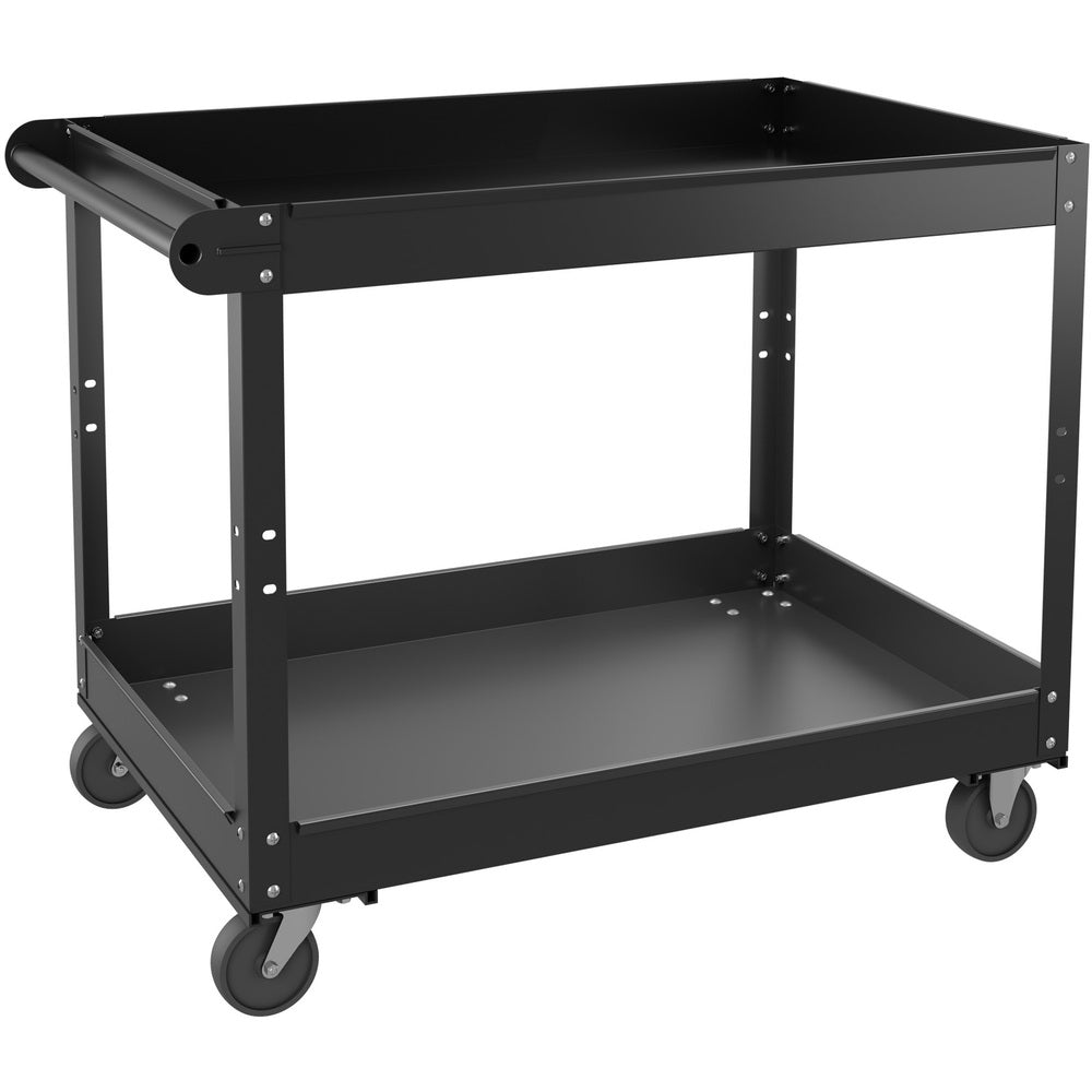 Image of Lorell Utility Cart, 2-Shelf, 3-1/4" Lip, 24"x30"x32", Black
