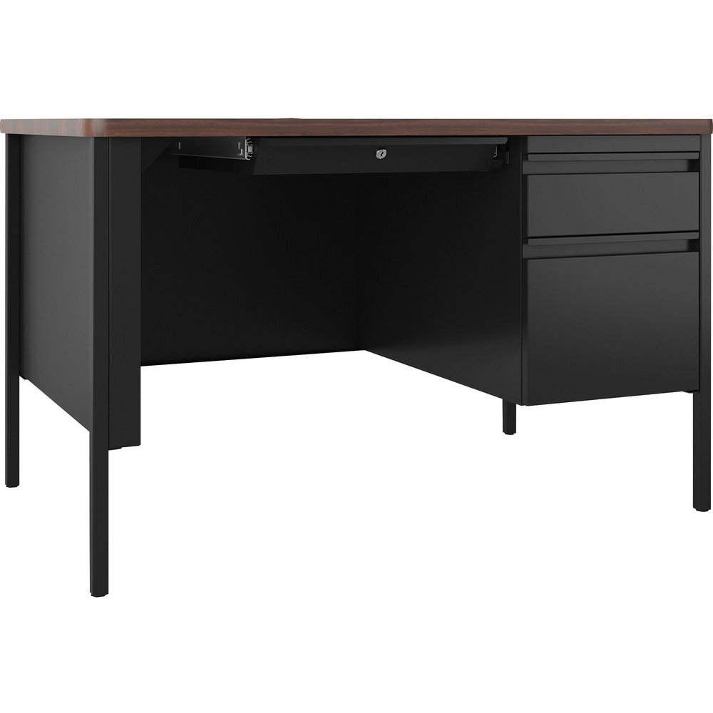 Image of Lorell Desk, Right-Pedestal, 48"x30"x29-1/2", Walnut/Black