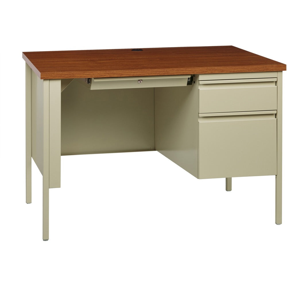 Image of Lorell Desk, Right-Pedestal, Steel, 45-1/2"x24"x29-1/2", Oak/Putty