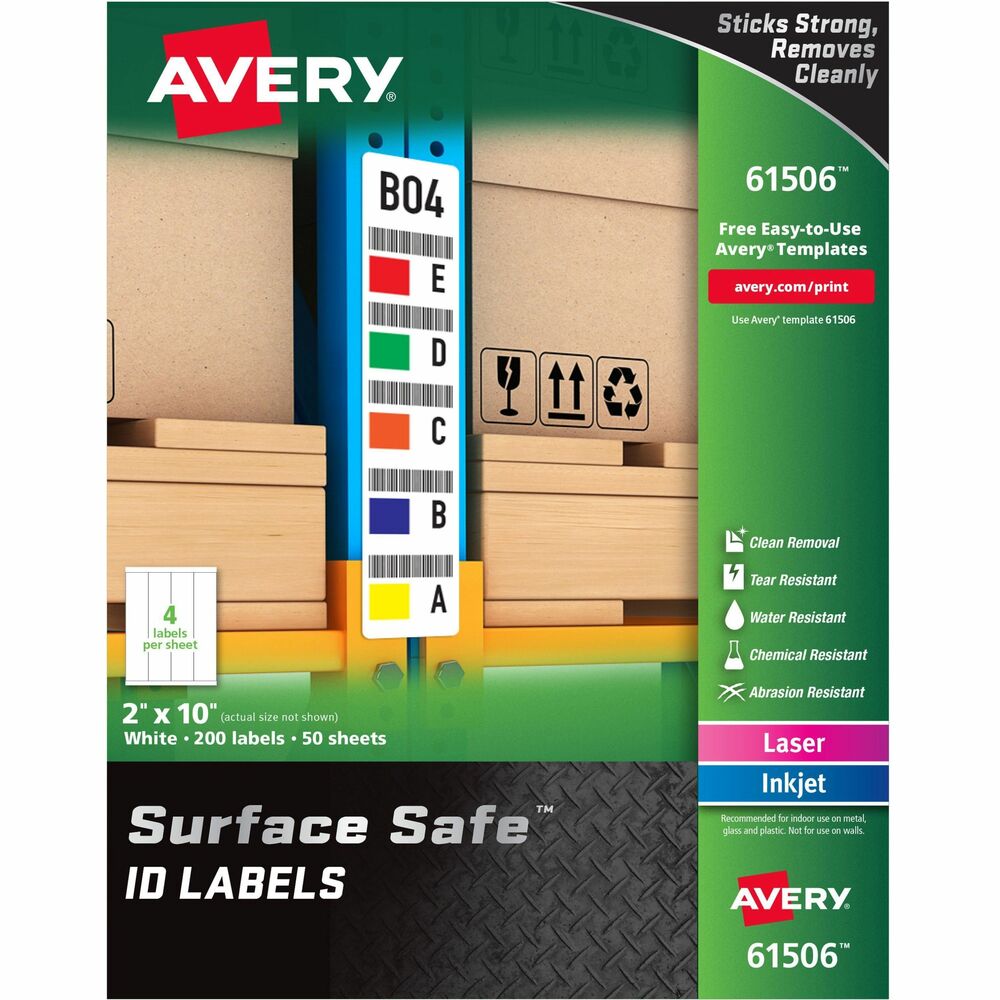 Image of Avery Labels, Removable, Surface Safe, 2"x10", 200/PK, WE