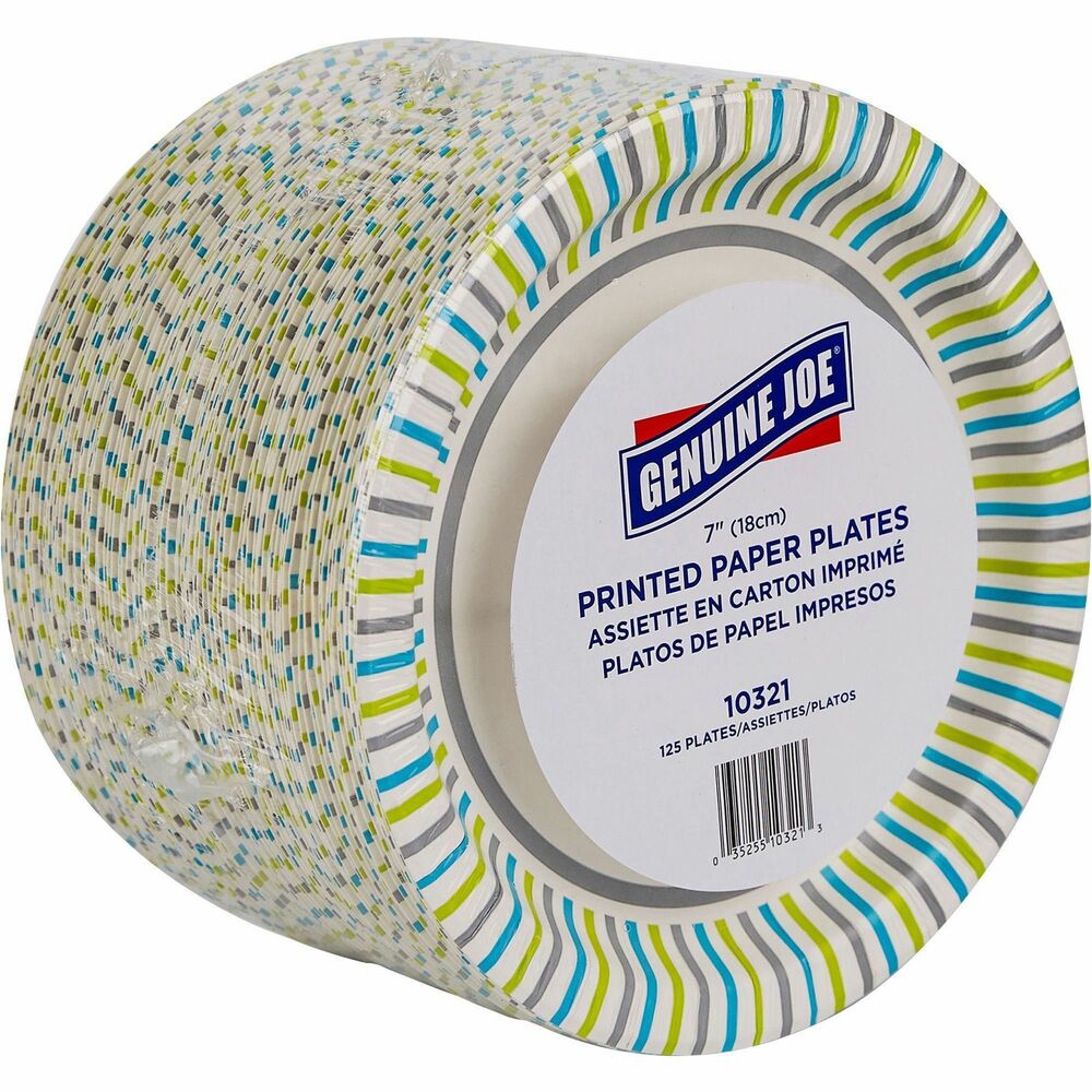 Image of Genuine Joe Paper Plates, Soak-Proof, 7" Round, 125/PK, MI