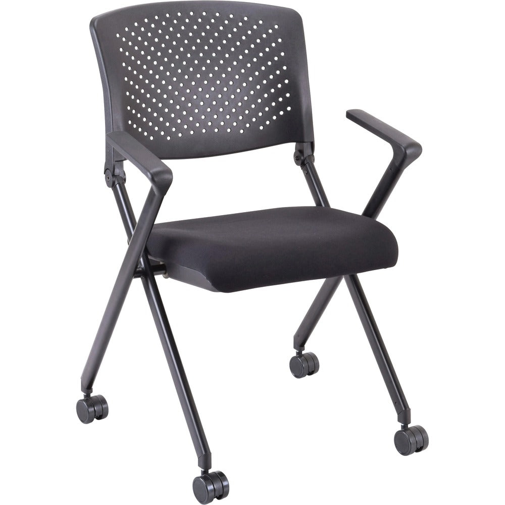 Image of Lorell Nesting Chairs w/Arms, 24-3/8"x22-7/8"x35-3/8", 2/CT, BK