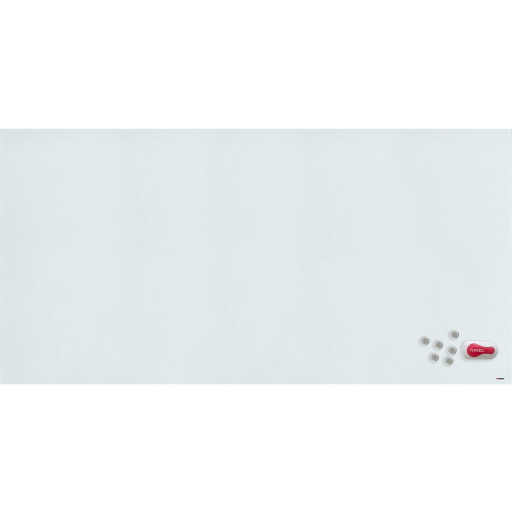 Image of Lorell Dry-Erase Board, Glass, Magnetic, 96"Wx1/10"Lx48"H, White