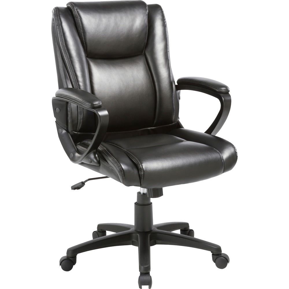 Image of Lorell Chair, Bonded Leather, 24"Wx26-2/5"Lx38-1/4"H, Black