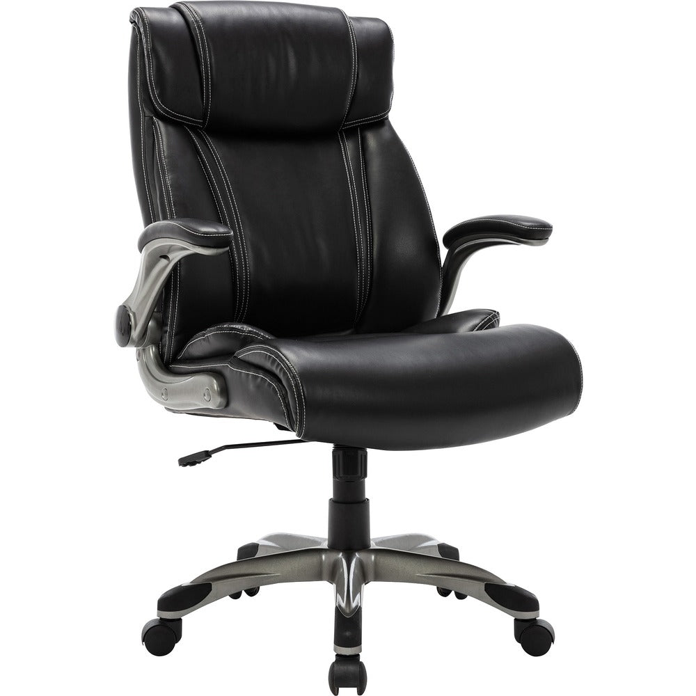 Image of Lorell Chair, Bonded Leather, 24-1/2"Wx26-2/5"Lx40-1/10"H, Black