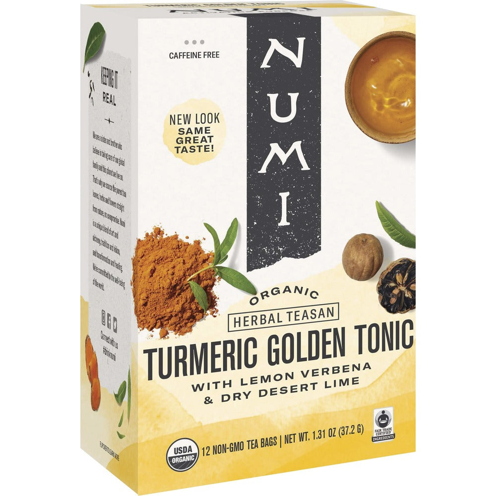Image of Numi Organic Tea Organic Tea, Turmeric Golden Tonic, 1.31 oz., 12/BX, Multi