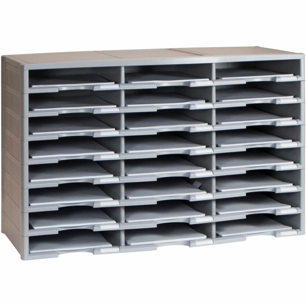 Image of Storex Industries Corporation Literature Sorter, 24 Comp, 14-1/10"Wx31-2/5"Lx20-1/2"H, GY
