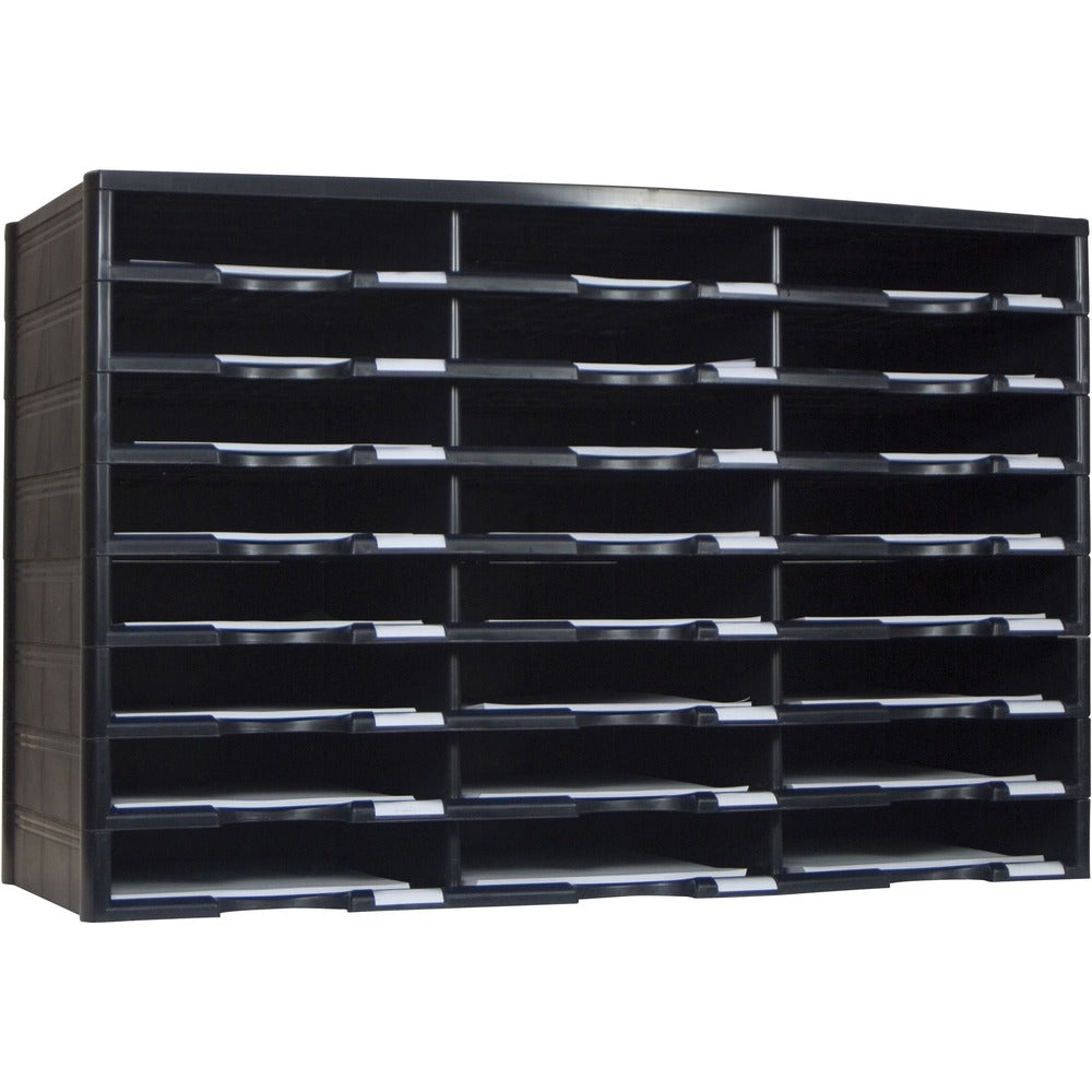 Image of Storex Industries Corporation Literature Sorter, 24 Comp, 14-1/10"Wx31-2/5"Lx20-1/2"H, BK