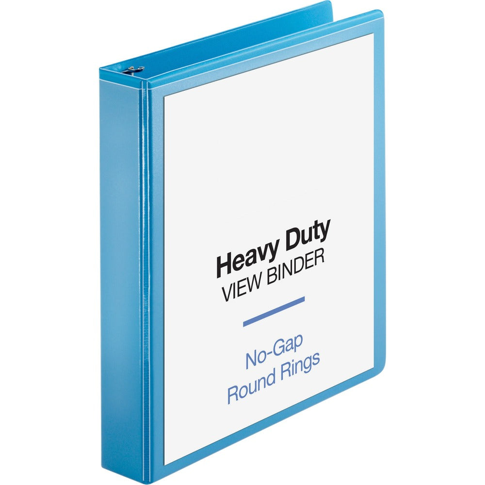 Image of Business Source View Binder, Round Ring, 1-1/2" Cap, Letter-size, Light Blue
