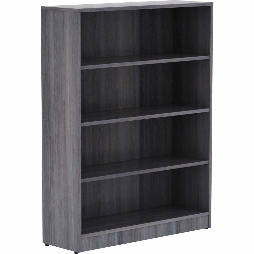 Image of Lorell Bookcase, 4 Shelves, 36"x12"x48", Weathered Charcoal