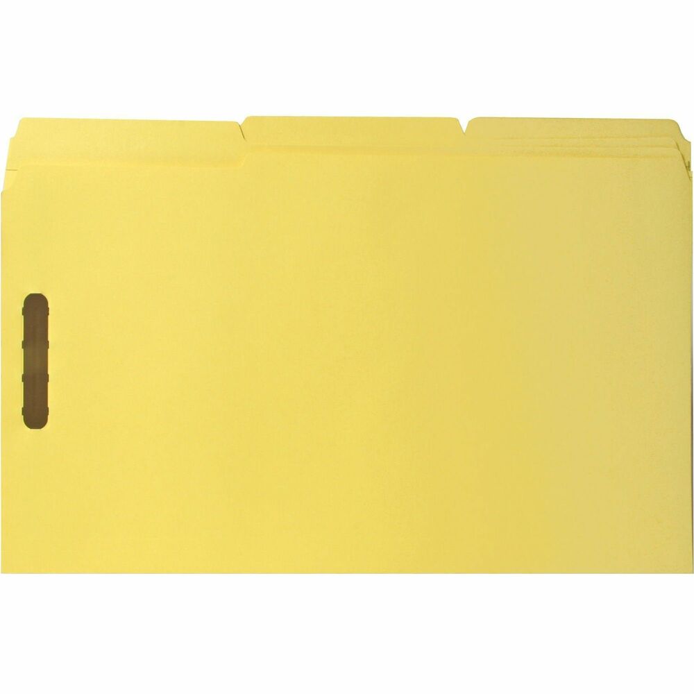 Image of Business Source Fastener Folders,w/2-Ply Tab,1/3 AST Tab,Lgl,50/BX,Yellow