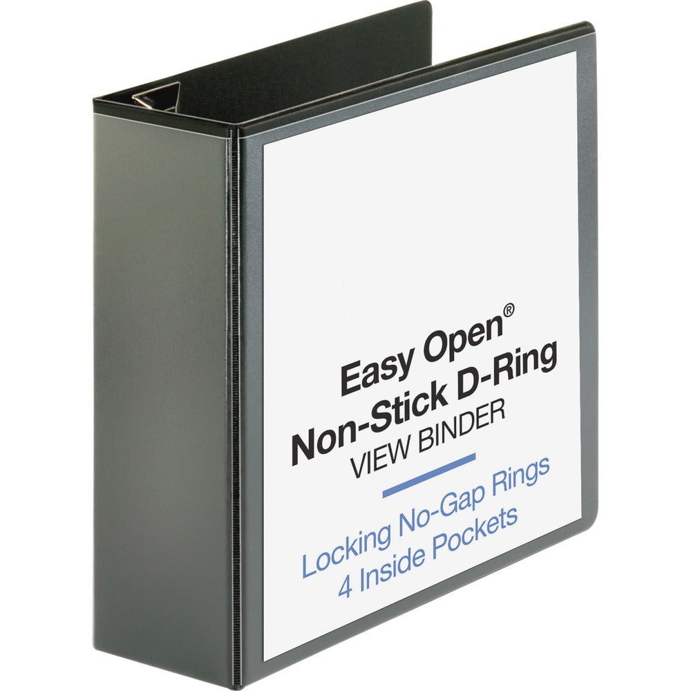 Image of Business Source View Binder, Locking D-Ring, 4" Capacity, Letter, Black